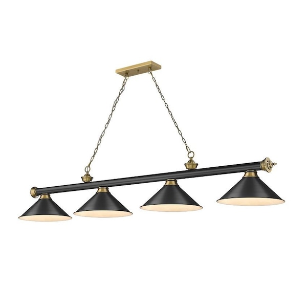 Z-Lite Cordon 4 Light Billiard, Matte Black & Rubbed Brass 2306-4MB-RB-MB15 - main